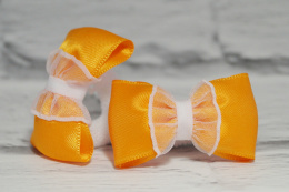 Gumka frotka do włosów Lidia satynowa pomarańczowa z białym