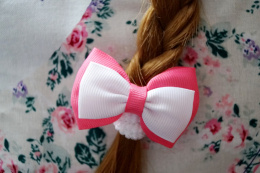 Gumka frotka do włosów Marta różowa z białym